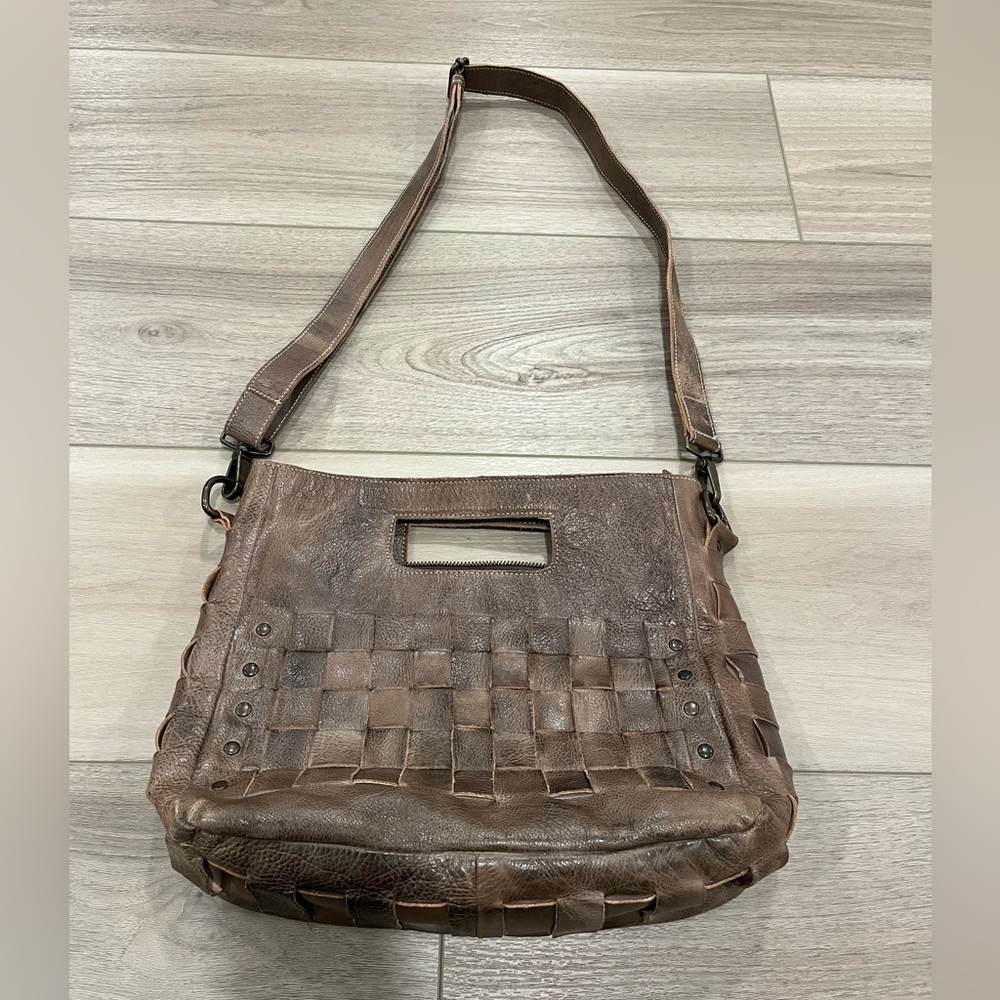 Bed Stu Brown Woven Leather Crossbody